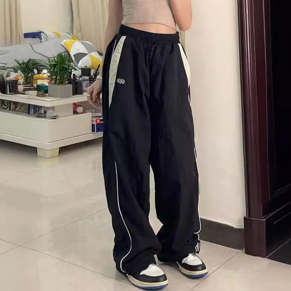 Straight Wide Leg Long Trousers Stylish Women's Summer Casual Pants with Elastic High Waist Wide Leg Design for Streetwear