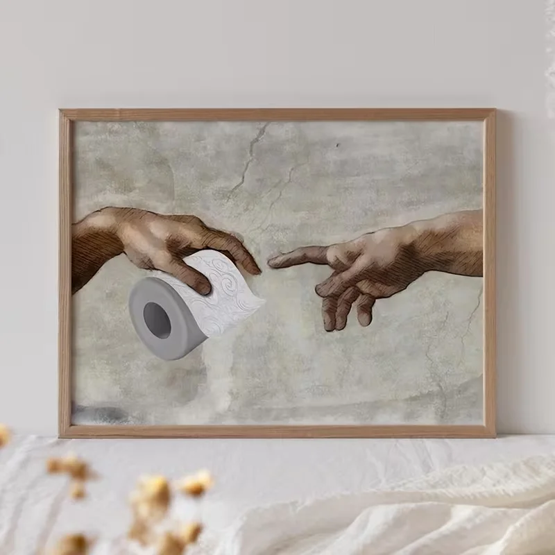 1pc Frameless Canvas Art Print - Art Deco Modern Contemporary Fashion Solid Pattern Transverse - Funky Toilet Paper Renaissance