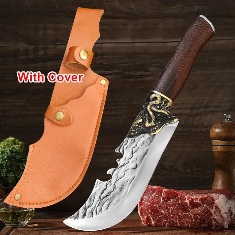 Hand Forge Blade Boning Butcher Heavy Knife Kitchen Knives Chef Cleaver Meat Fish Chop Vegetable Utility Knife Slaughter Slicing