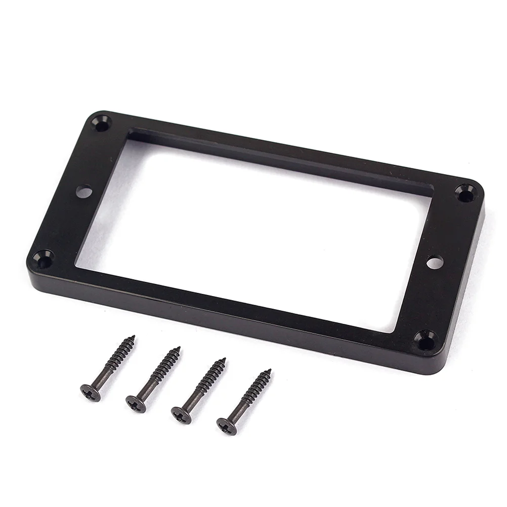 Plastic Flat High Double Coil Electric Guitar Pickup Ring Humbucker Frame Mounting Ring with 4 Screws GB305M (Black)