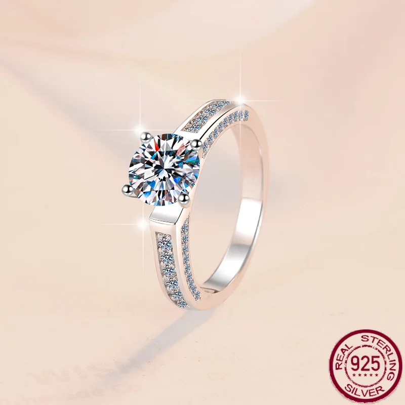 

New S925 high-end accessory gra moissanite fashion ring 1.5ct pure silver ring wedding jewelry