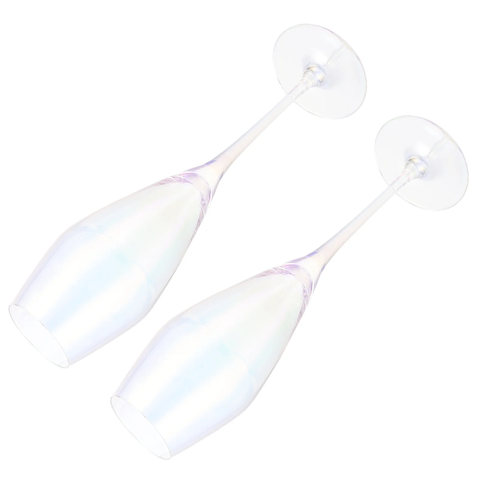 

2Pcs Rainbow Glasses Light Weight Elegant Flute for Wedding Party Bar Coffee Shop Use Bride Groom Wine Goblets