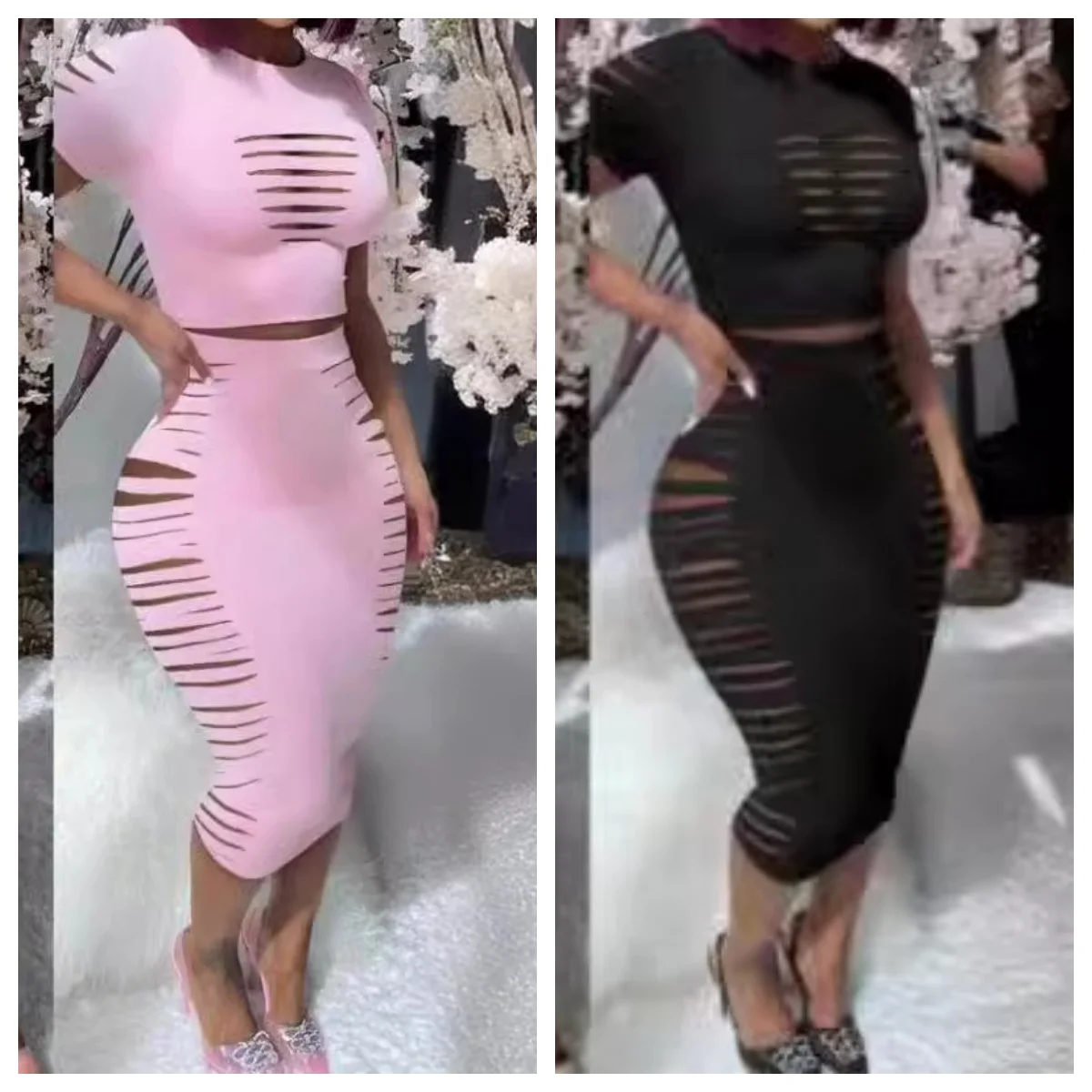 

Женские комплекты из двух предметов, элегантный сексуальный наряд, топ с короткими рукавами и юбка с высокой талией, новый модный летний повседневный женский костюм