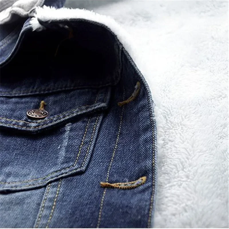 Autumn and Winter Jean Jackets Women's Plush Thickened New Warm Thick Wool Collar Fashion Versatile Outwear Female Denim Jacket