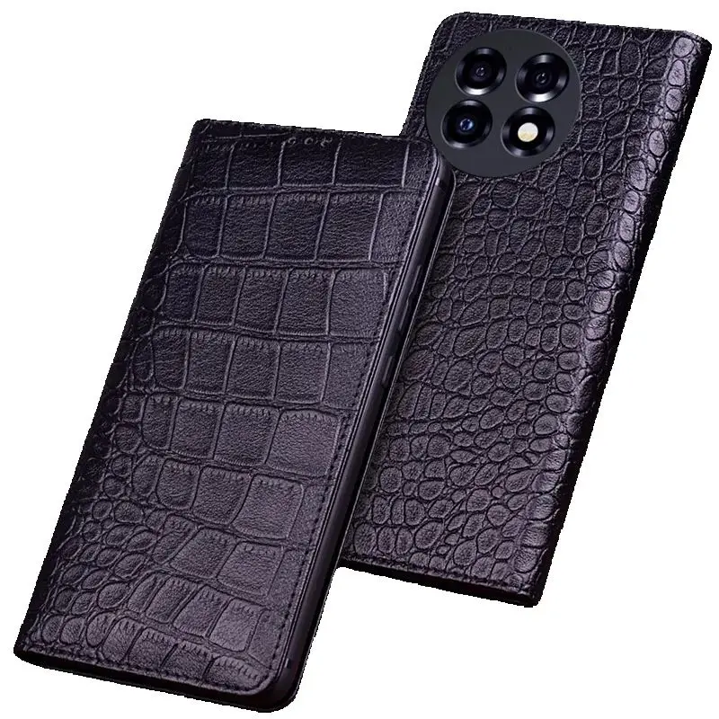 Hot Luxury Genuine Leather Magnet Clasp Phone Cover Case For Oneplus Ace2 Ace3 Pro Kickstand Holster Cases Protective Full Funda