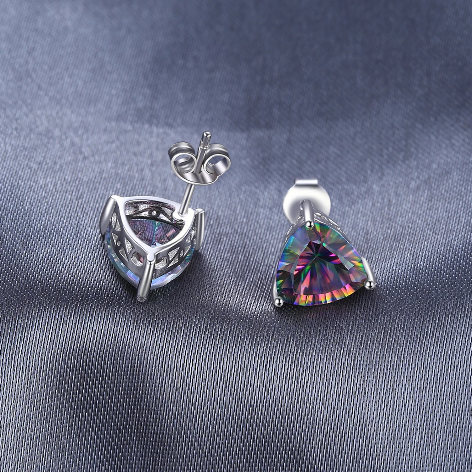 JewelryPalace 6.3ct Rainbow Mystic Quartz 925 Sterling Silver Stud Earrings for Women Fashion Trendy Jewelry Gift New Arrival