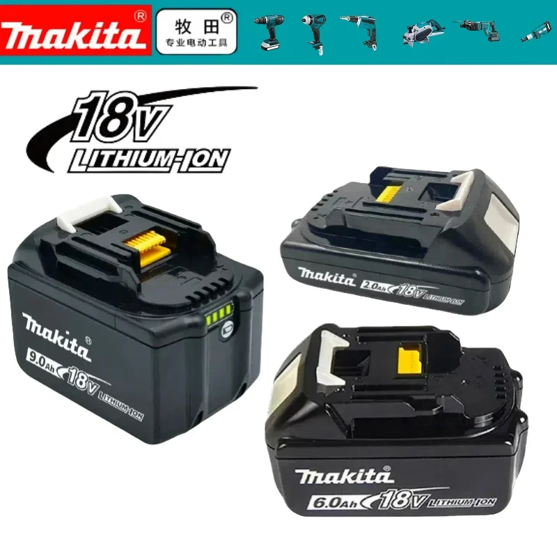 

Makita 18V 9000mAh Rechargeable Power Tools Battery With LED BL1830 BL1850 BL1860 Battery Charger Set With Working Light