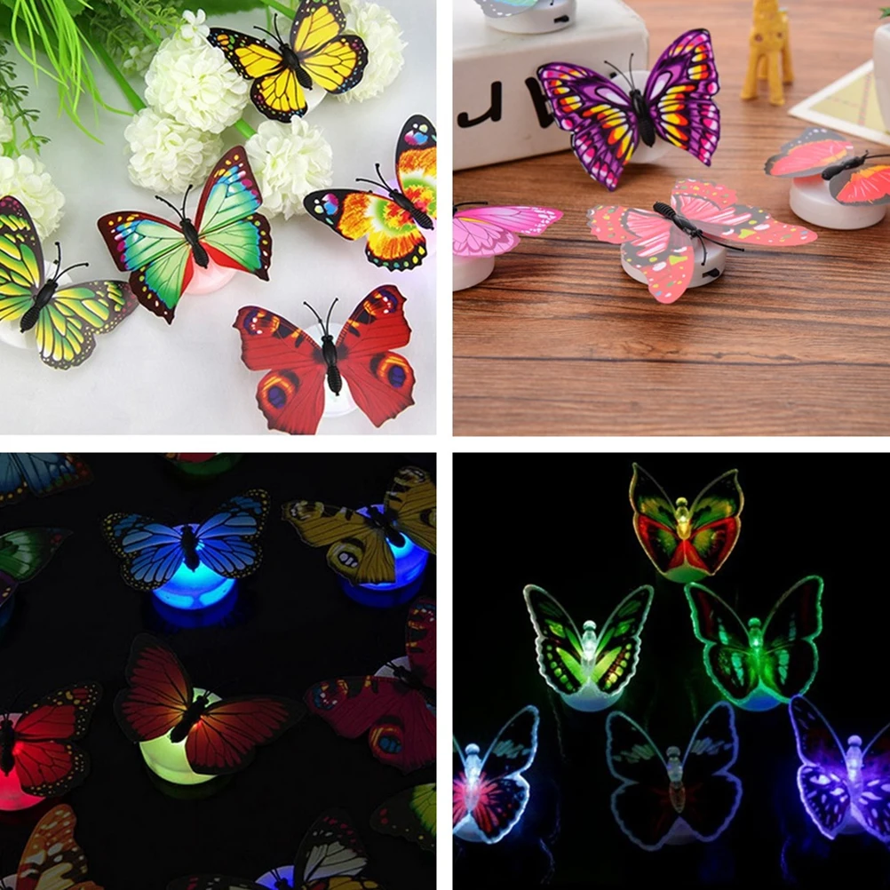 

10pcs Emitting Butterflies LED Decorative Lights Sticker Safe Wall Room Nursery Wedding 3D Simulation