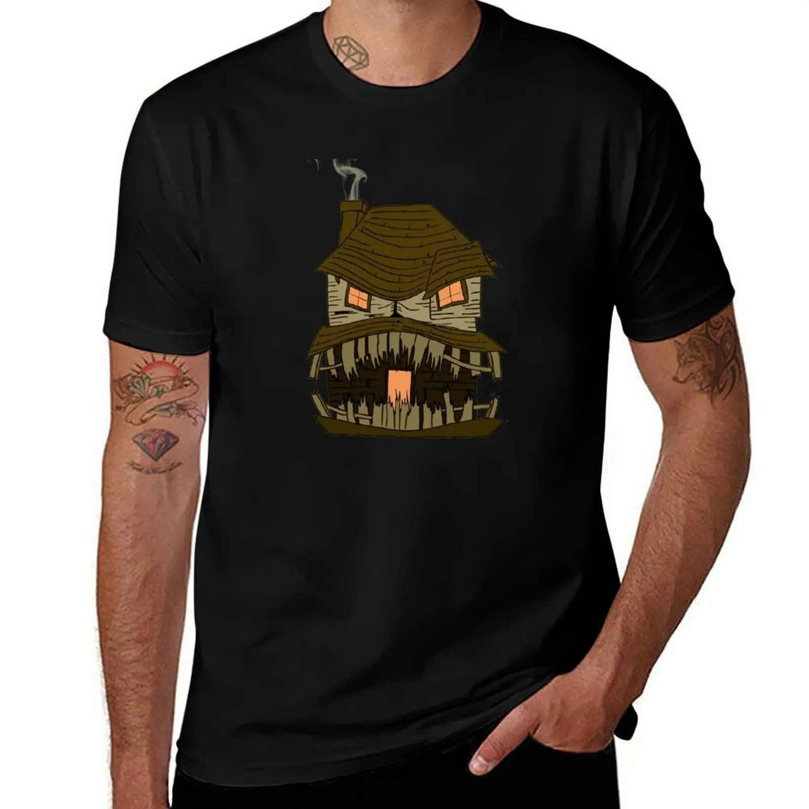 Vintage Horror House T-Shirt Fashion Graphic Tee for Men