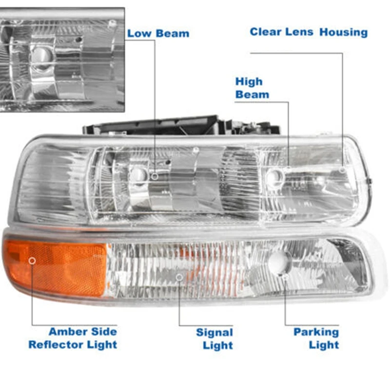 LED DRL Daytime Running Light Parking Lights HD Headlight For Chevrolet Silverado 99-02 GM2502187