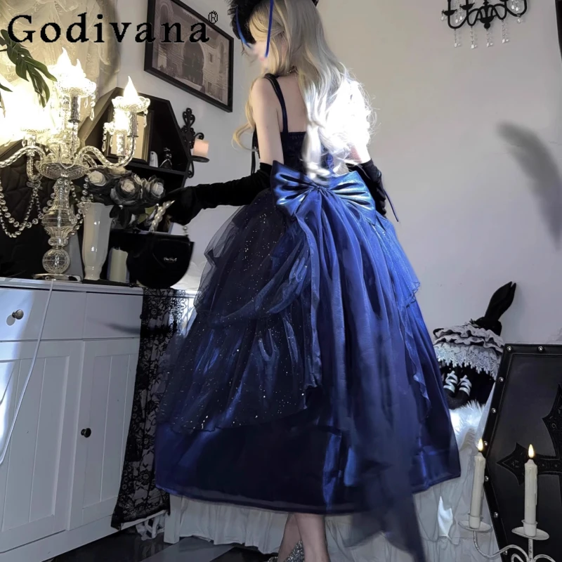 블루 공주 코스프레 드레스 여성 로리타 귀여운 로리타 파티 역할 놀이 Cos 드레스 소녀 여름 카니발 유니폼 드레스