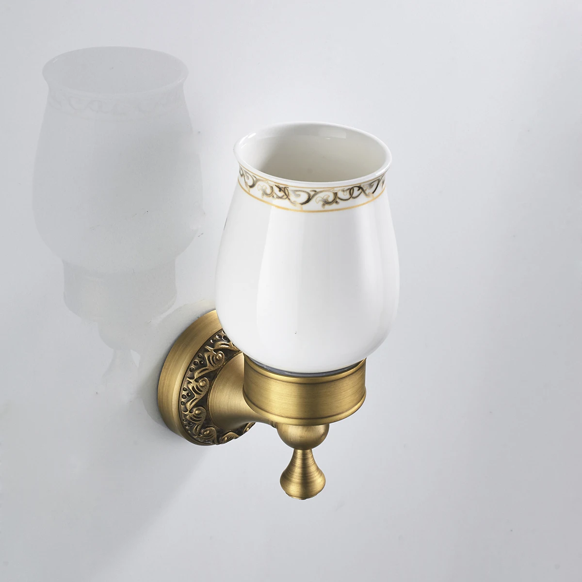 

Держатель для чашки с одной зубной щеткой, настенный винтажный медный полированный керамический держатель для чашек без ржавчины, органайзер для ванной комнаты