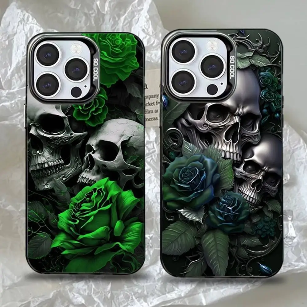 

Красивый модный чехол для телефона Death Gothic с черепом для iPhone 16,15,14,13,12,11, Pro, Max, Plus, мини-черный матовый жесткий бампер с защитой от падения