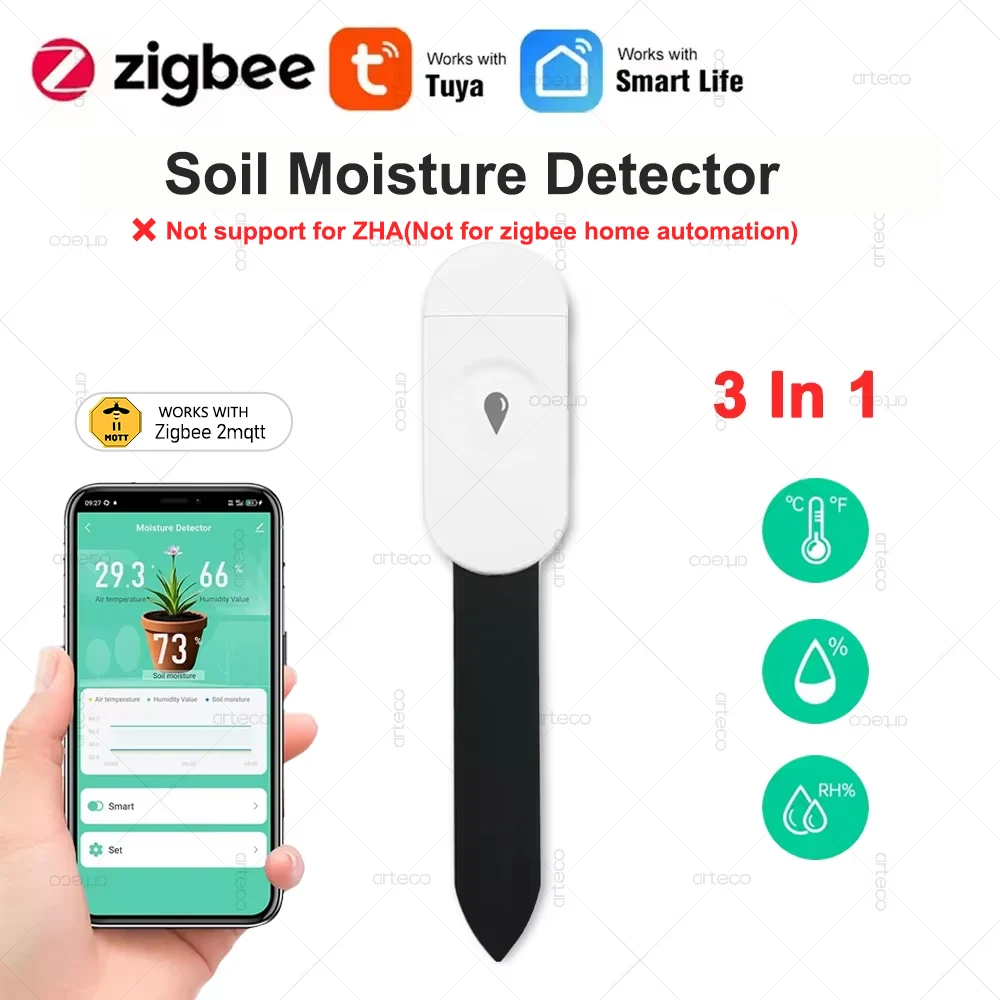 

Tuya Zigbee Soil Moisture Sensor Humidity Temperature Tester Smart Life Plants Garden Home Automation Irrigation Detector Meter