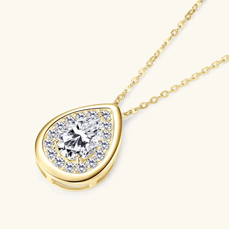 

2025 2CT 1.5CT 1CT Pear Cut D Moissanite Waterdrop Pendant Necklace for Women 925 Silver Adjustable Chain Certified Fine Jewelry