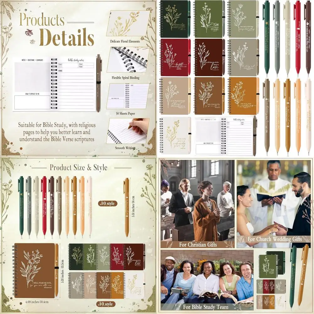 

160-Page Christian Spiral Notebook with Pen - Ideal Religious Gift for Pastors, Teachers & Church Staff