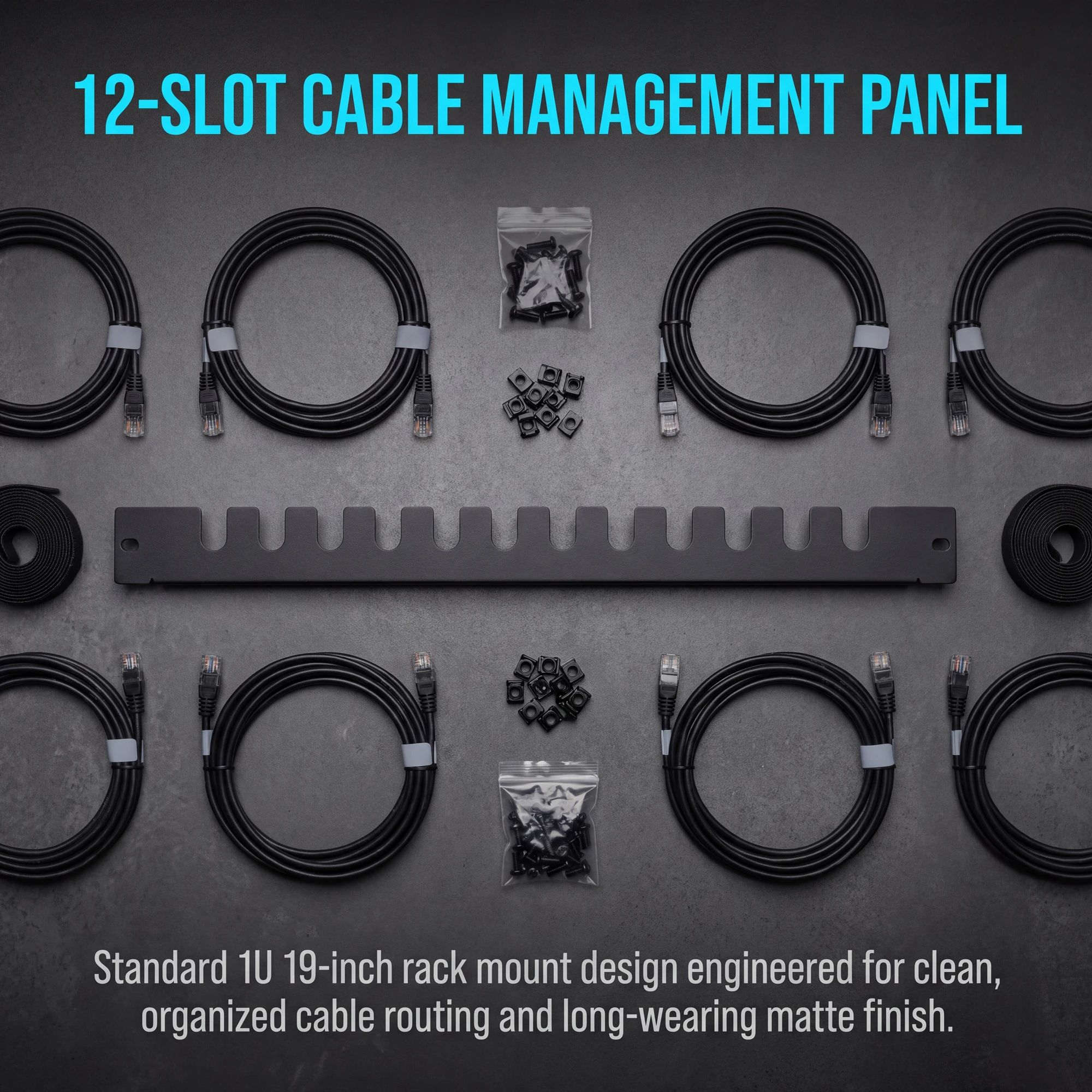 19 Inch 1U  Server Rack Ventilated Single Side Cable Management Blank Panel, for Server Network Cabinet 1/2/4/5PCS