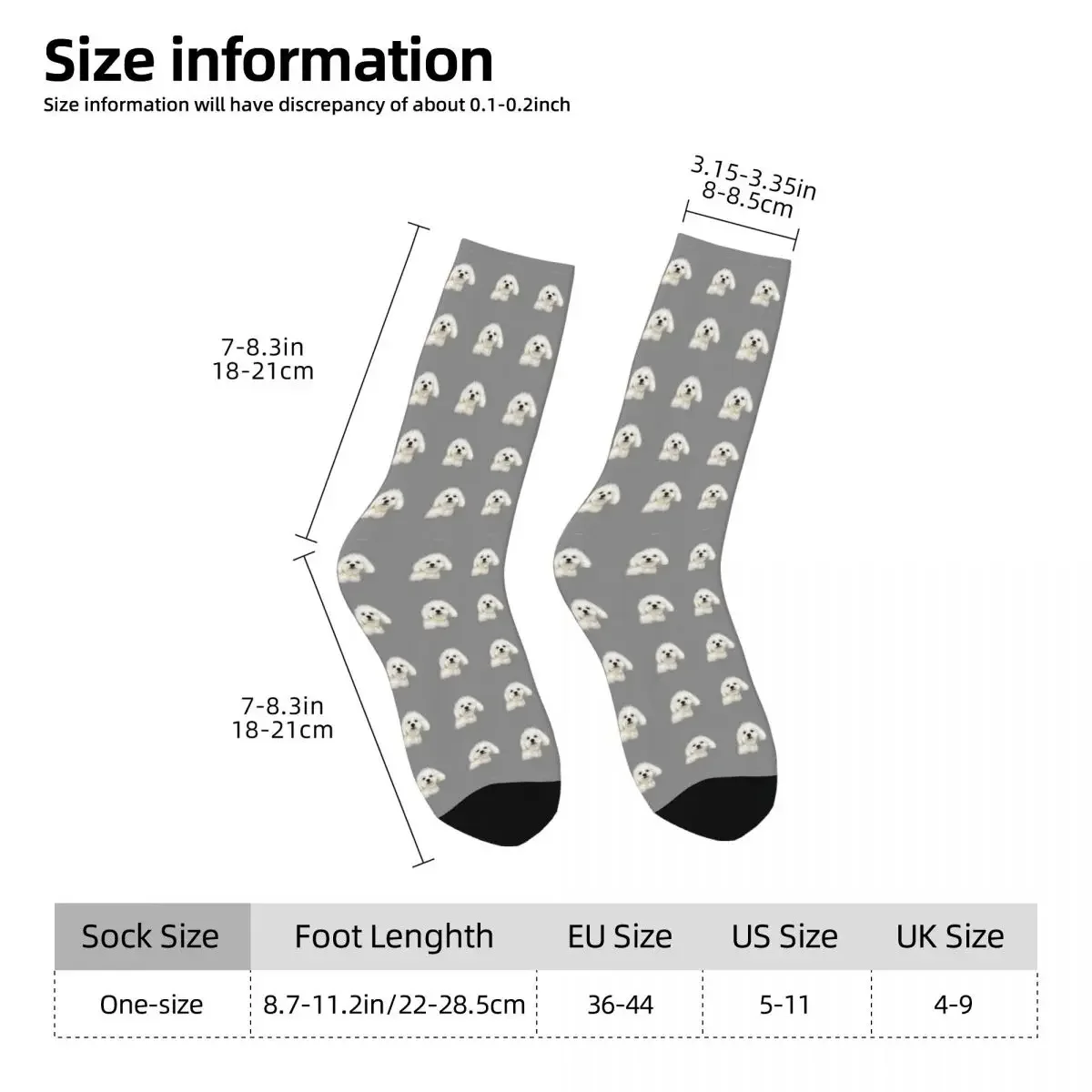 Maltese Puppy Socks Harajuku Sweat Absorbing Stockings All Season Long Socks Accessories for Man\'s Woman\'s Birthday Present