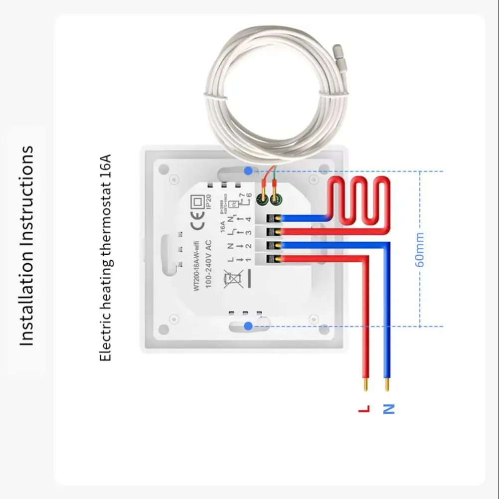 For Tuya WiFi Smart Thermostat Temperature Control Switch with Child Lock for Floor Heating and Wall Mounted Boilers