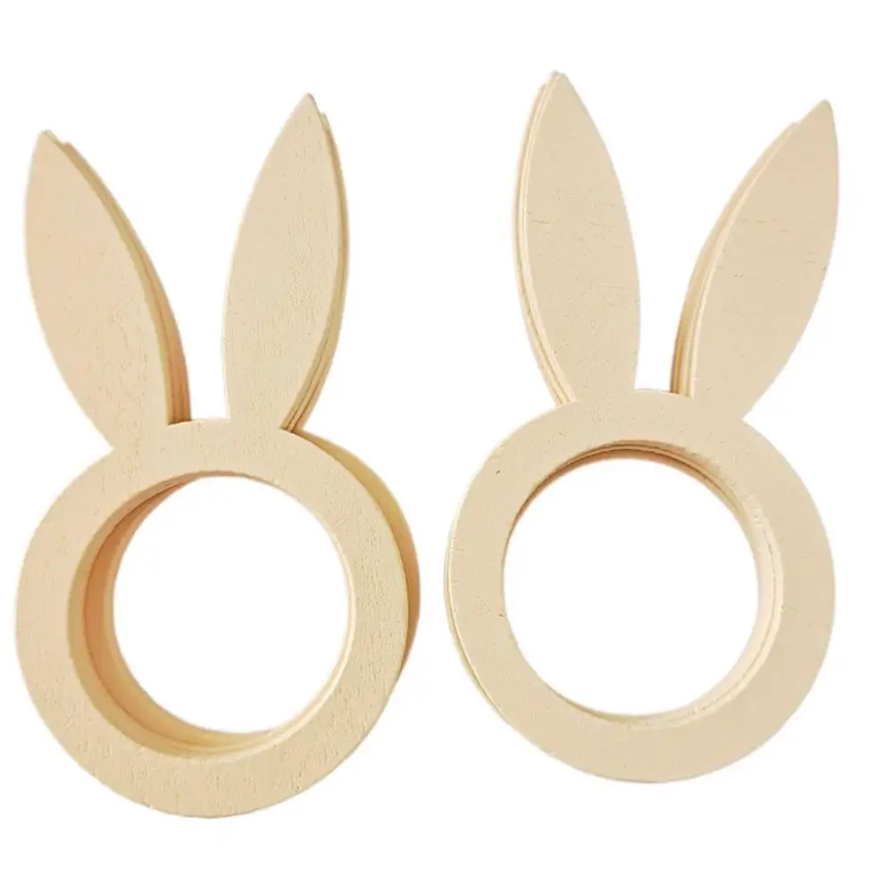 

Creative Reuseable Wooden Crafts Restaurant Layout Rabbit Pattern Easter Napkin Rings Easter Supplies Table Decor Napkin Buckle