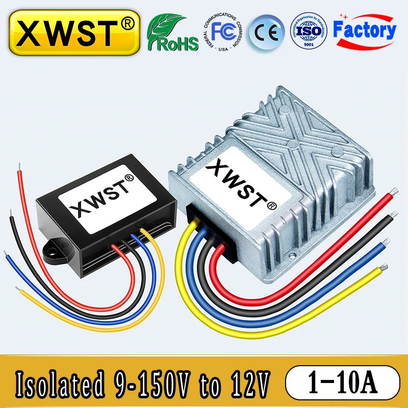 Isolated DC DC Converter 9-150V to 12V 1-10A Voltage Regulator Transformer Module 12V24V36V84V96V120V to 12V Buck Power Inverter