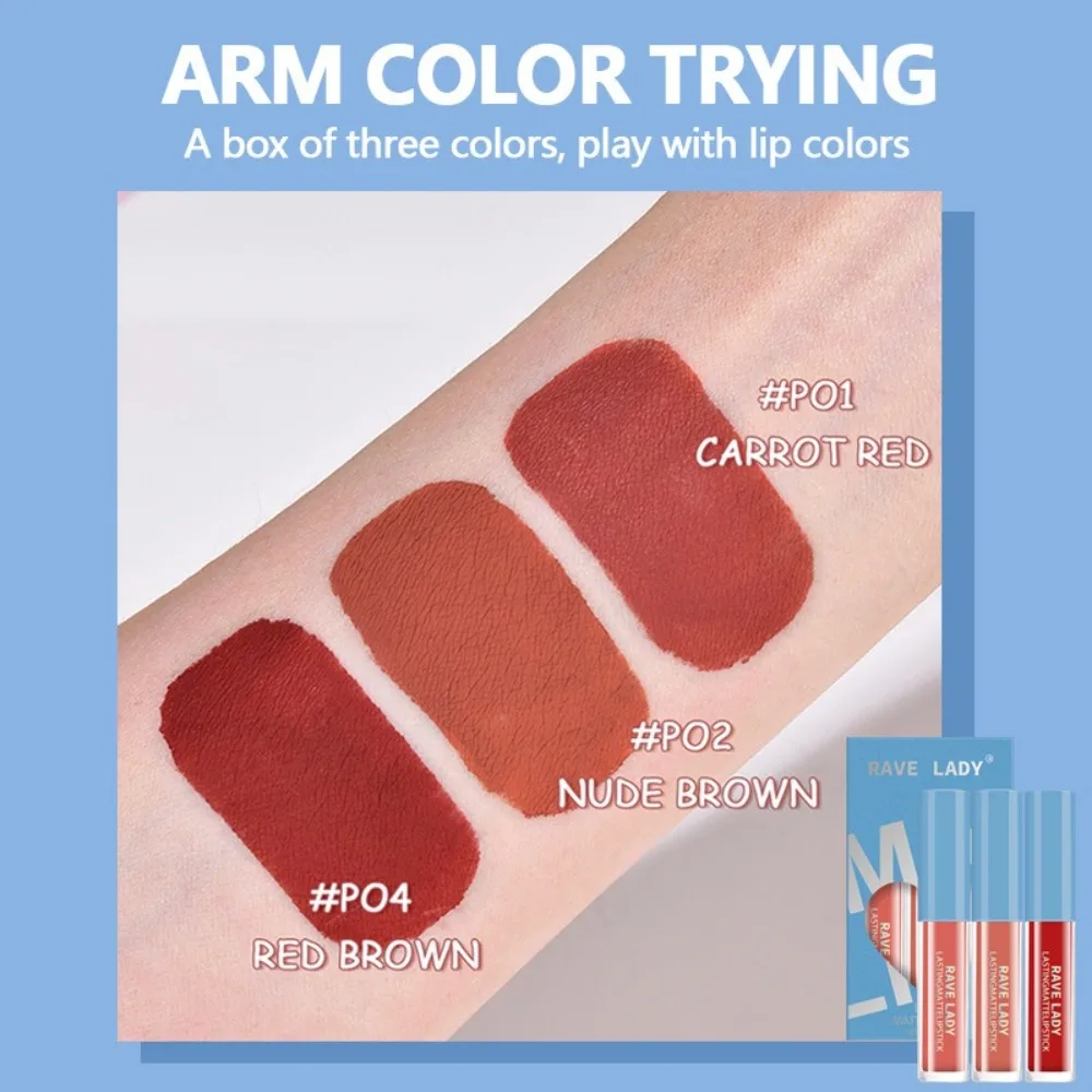3 pezzi nuovo set di rossetti liquidi opachi impermeabili idratare rossetto rosso opaco antiaderente set di tinta labbra opaca a lunga durata trucco labbra