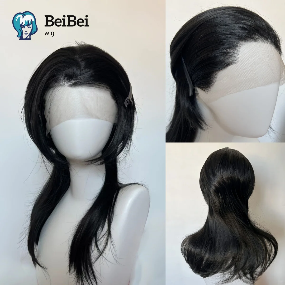 

BeiBei Black Lace Frontal Wigs Shoulder Length 13X4 Wig for Men Heat-resistant High Quality Synthetic Lace Wigs for Cosplay