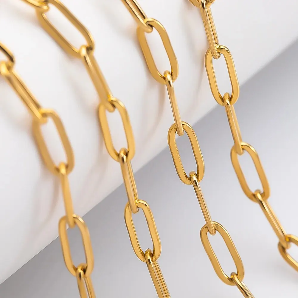 1Meter 2Meters Stainless Steel Flat Chains For Jewelry Making DIY Components Accessories Material