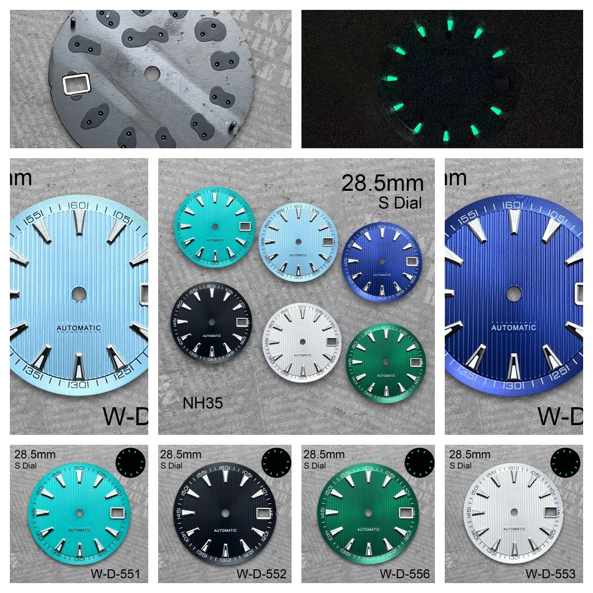 

28.5 mm S Logo vertical Stripe Dial Suitable For NH35 Japan Movement Green Luminous Quality Watch Modification Accessories