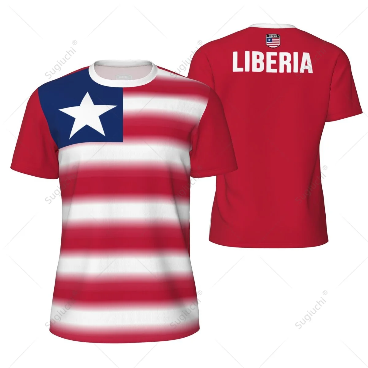 Sports Mesh T-shirt Liberia Flag For Running Bike Soccer Tennis Football Fitness Tees 3D Printed Custom