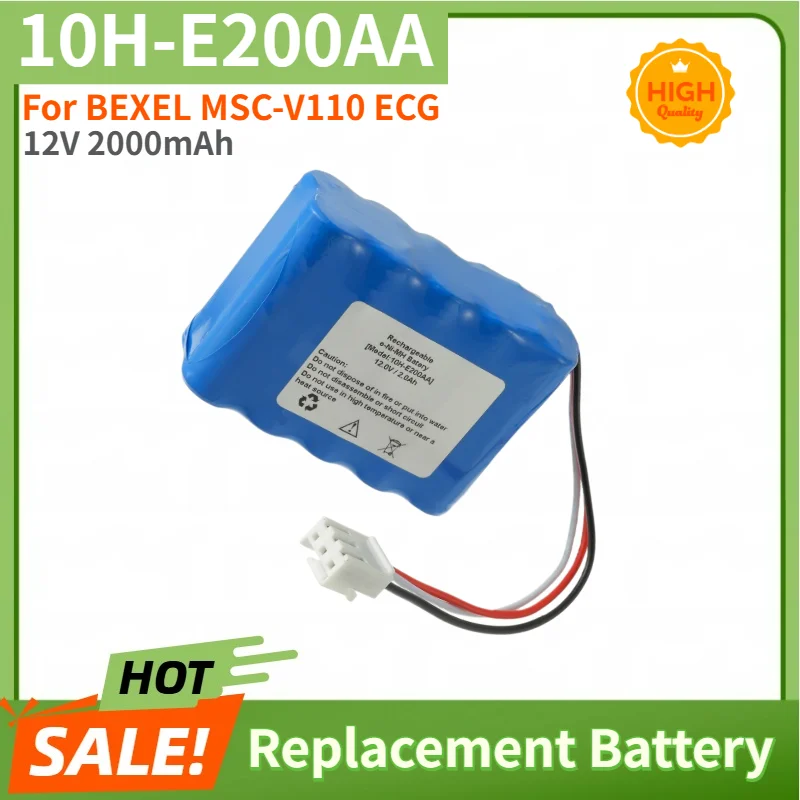 10H-E200AA High Quality Battery 12V 2000mAh for BEXEL MSC-V110 ECG Replacement Battery