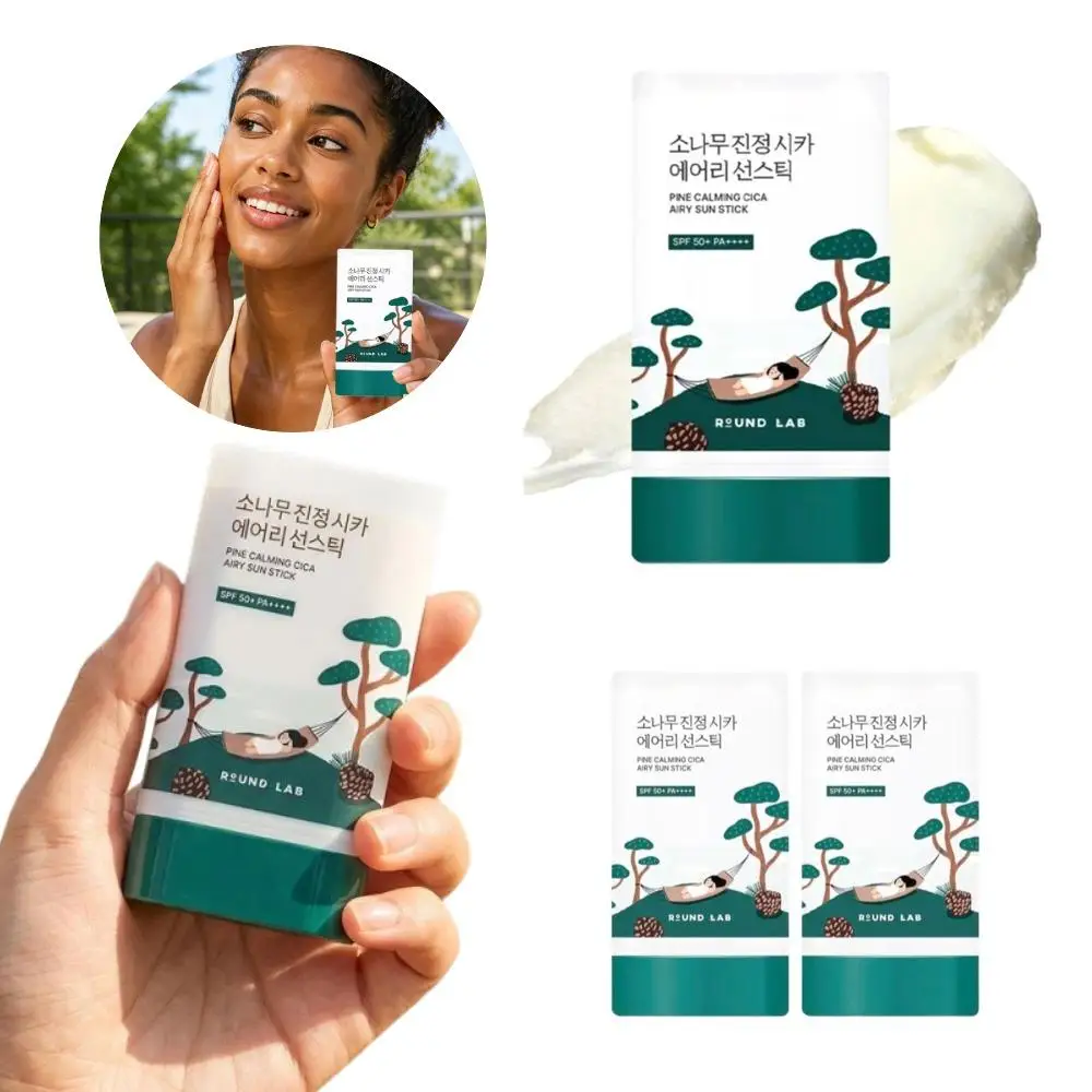 2PCS Calming Sunscreen Stick Centella Asiatica Lightweight UV Isolation Brightening Skin Tone Anti-aging Sun Block Skincare Tool