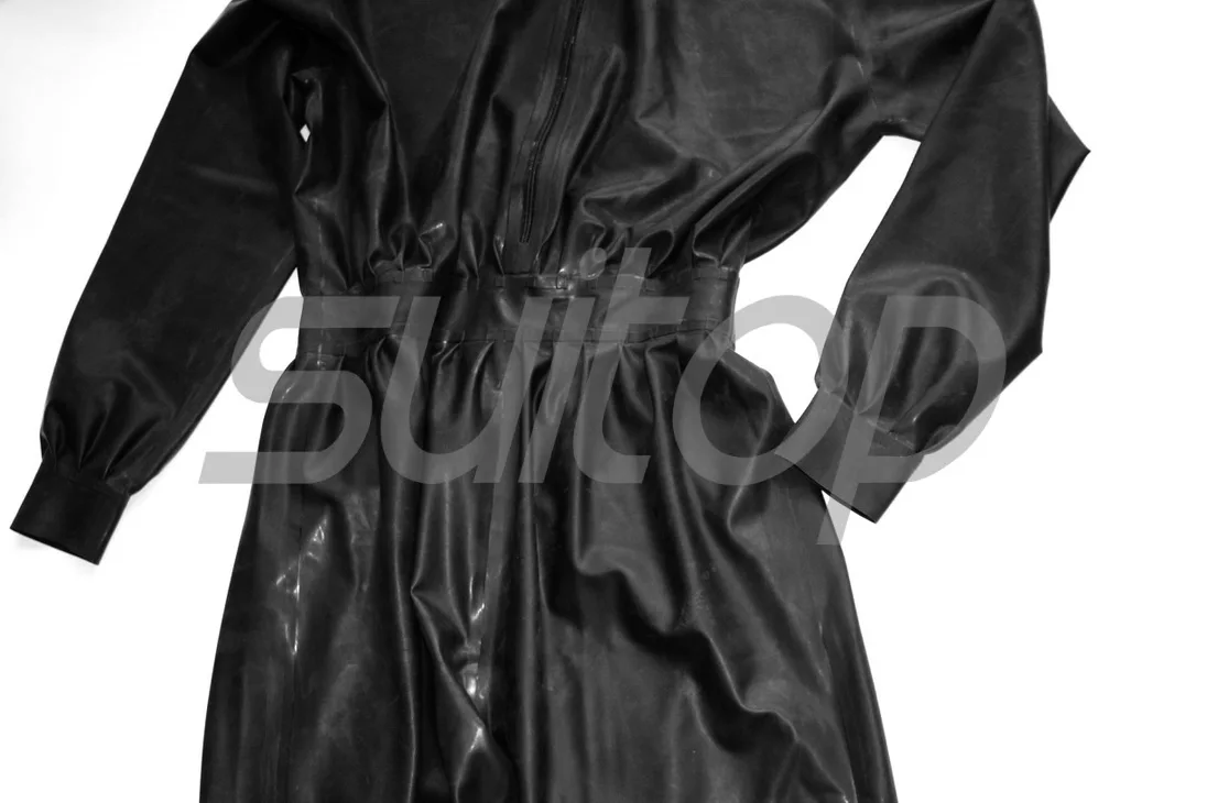 بدلة رجالية من اللاتكس مع قبعة لاصقة للرجال مفتوحة من الأمام #3