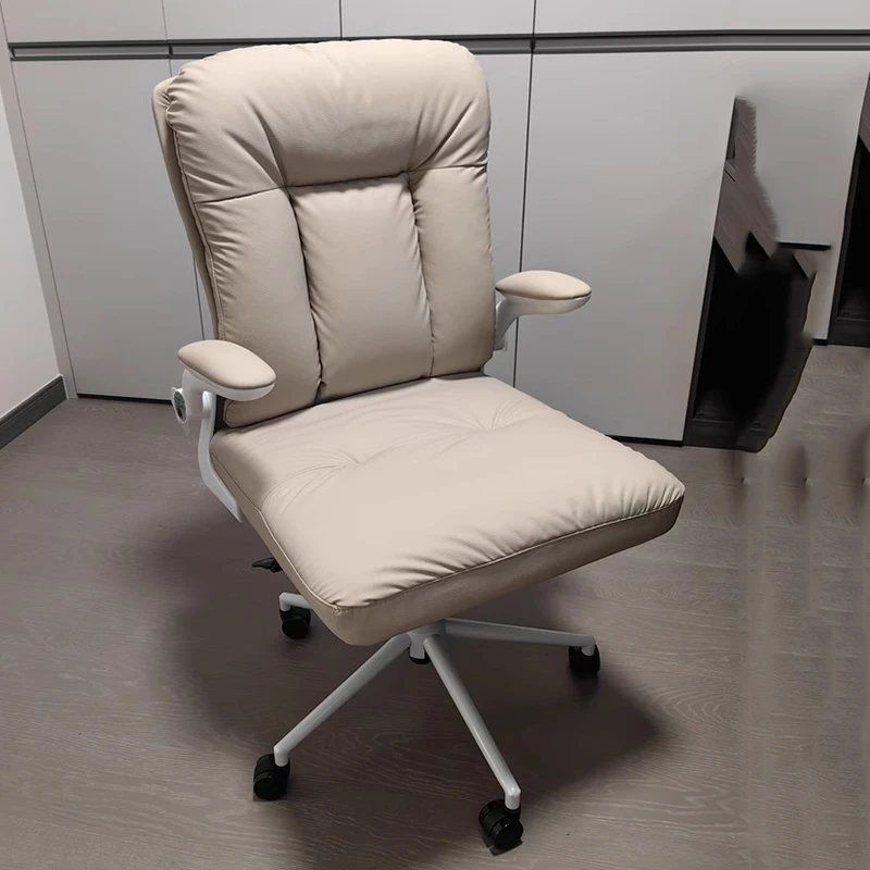 /Fancy Stretch Backrest Office Chair Fex Leather Handle Luxury Salon Home Office Chair Designer White Silla Oficina Furniture