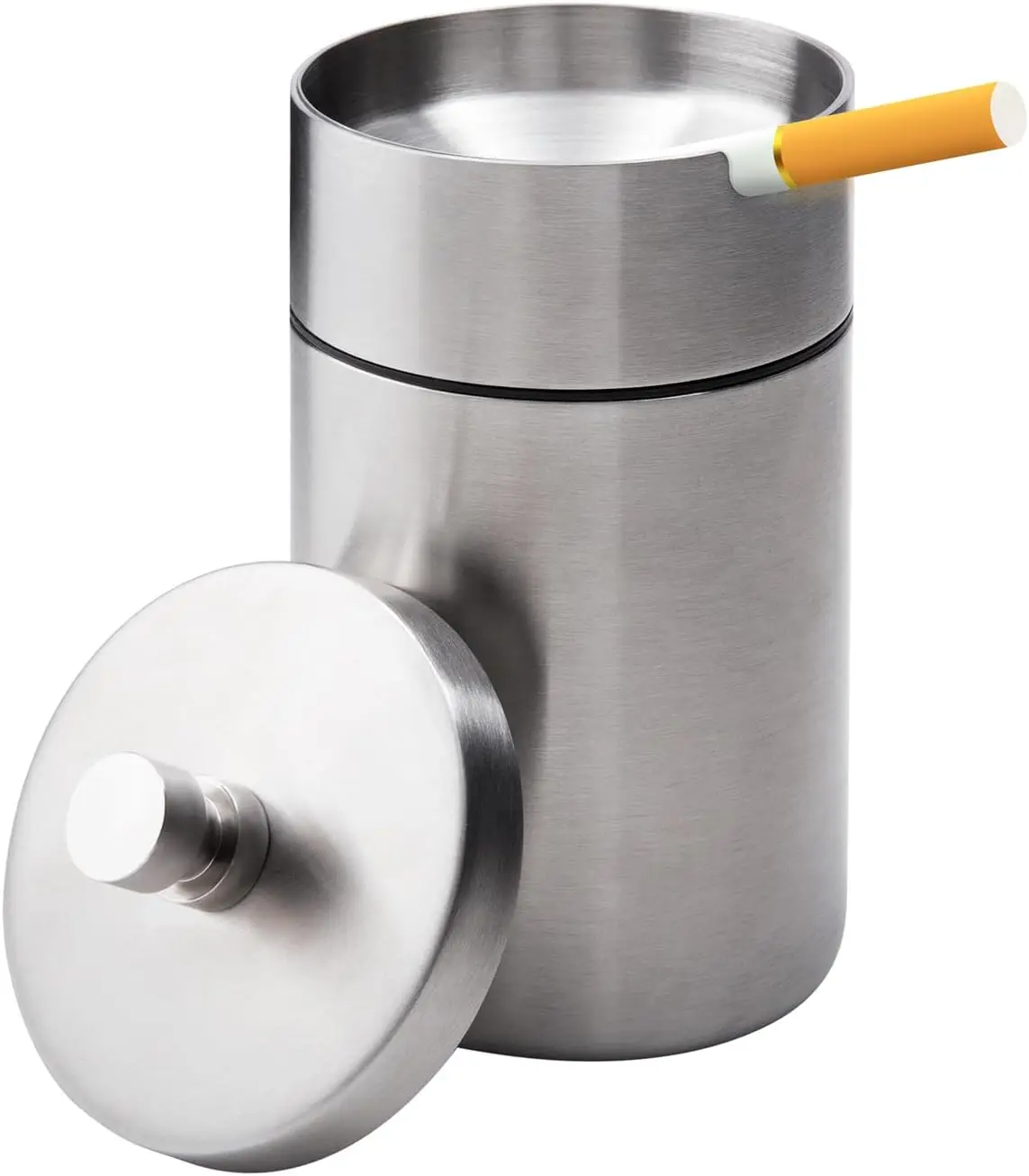 

Stainless Steel Car Ashtray with Lid, Windproof Smokeless Detachable for Cup Holder