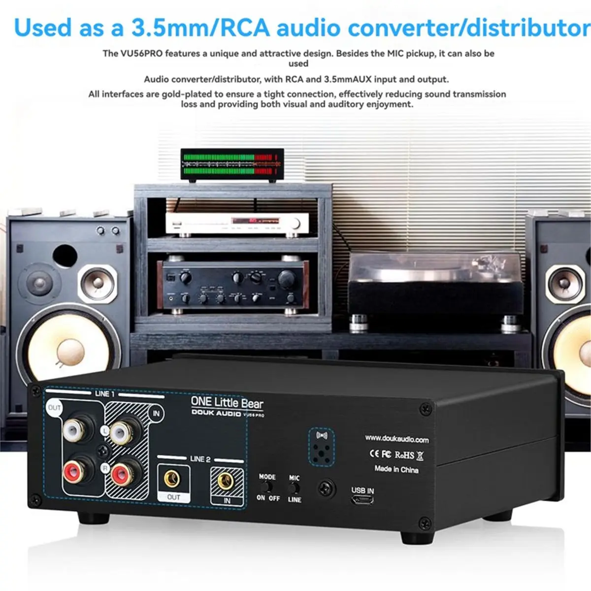 A40I VU56-PRO Dual Channel Music Spectrum Analyzer LED Sound Level Meter MIC Music Spectrum Visualizer Audio Splitter - view 5