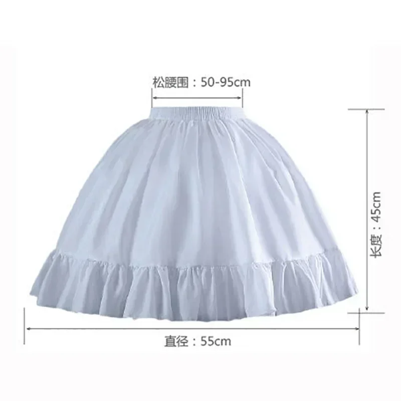 Women Girls Crinoline Short Petticoat 2 Hoops Victorian Skirt Ball Gown Elastic Underwear 45cm Underskirt