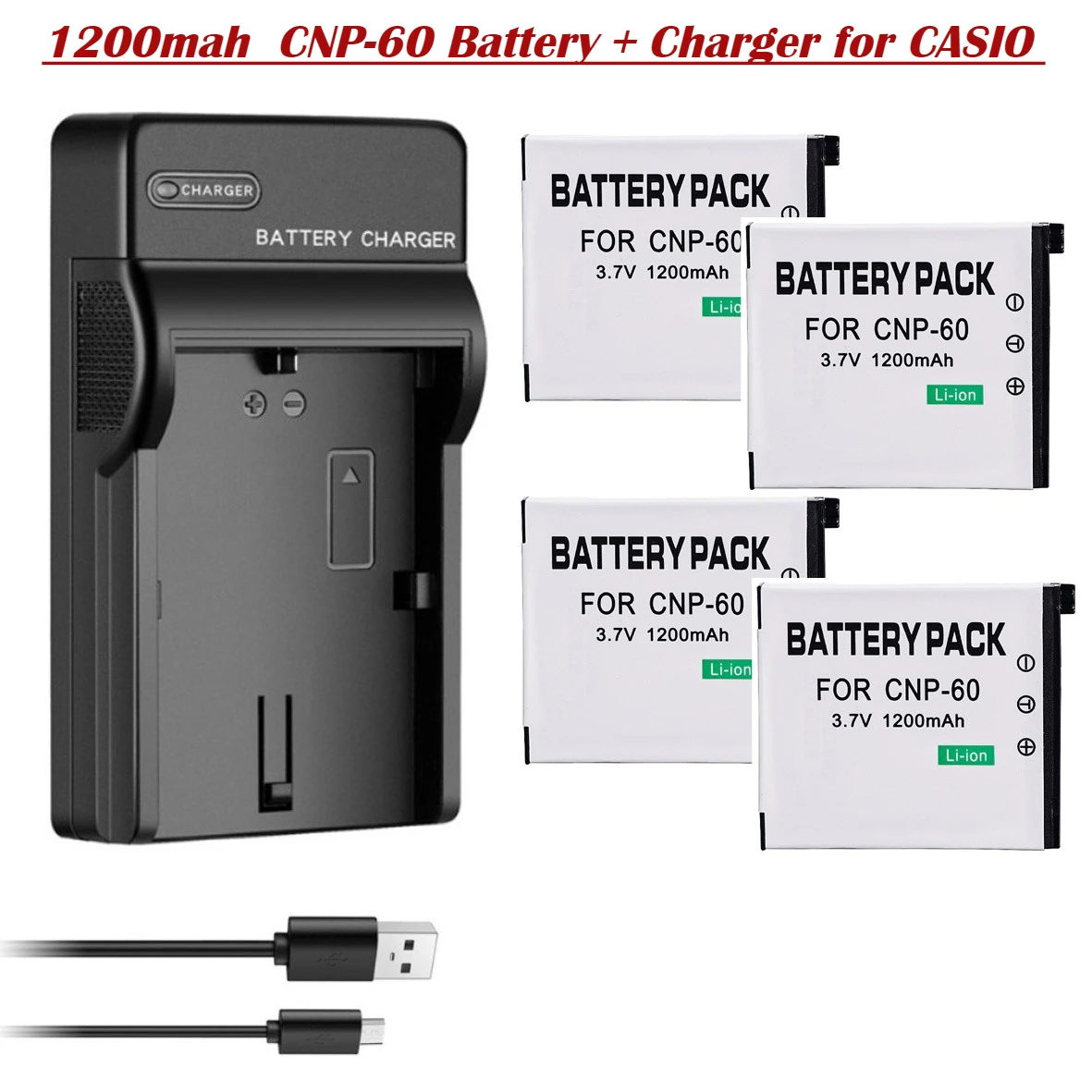 Batería de cámara NP-60 NP60 CNP-60 CNP60 CAS NP60 de 1200 mAh + Cargador para CASIO EX-Z80 S10 Z9 S12 Z20 Z29 Z19 Z85 Z80 Z90