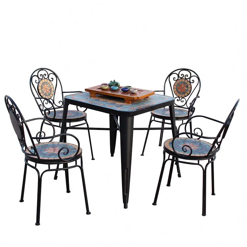 

gh-New Style Antique Mosaic Table and Chairs Outdoor Furniture Garden Table and Chair Sets！