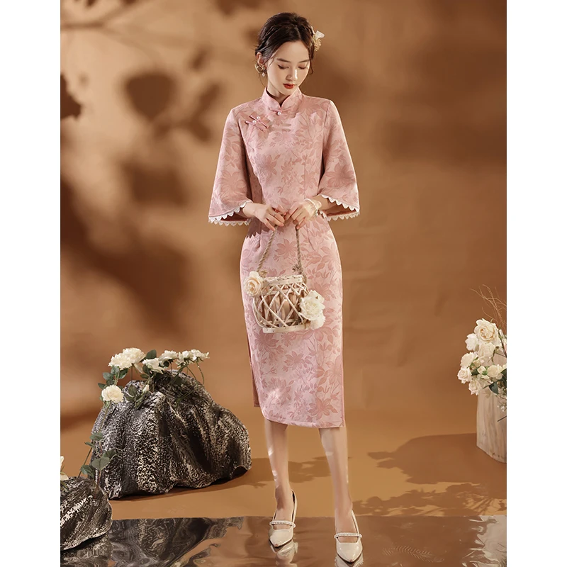 

Oriental Skirt Pink Elegant Cheongsam Traditional Chinese Style Girl Qipao Evening Dress Cosplay Hanfu Cheongsams Dresses