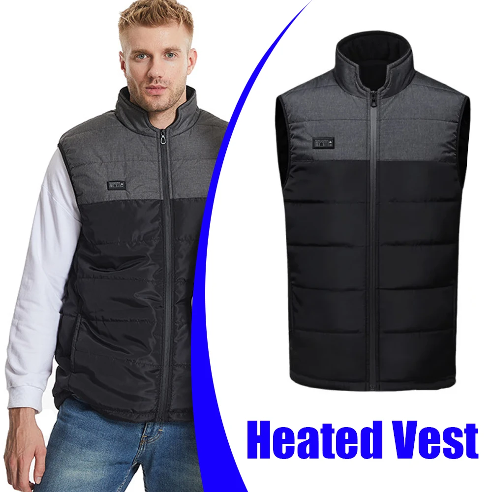 

Smart Heating Vest For Men Double Controlled Temperature Regulation Thermal Cotton Coat Fashion Collared Jacket Outerwear