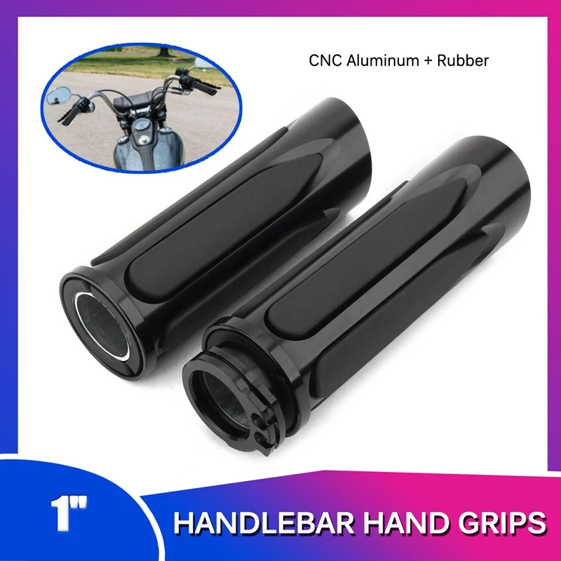 Black CNC 1Inch Handlebar Hand Grips For  Forty Eight Electra Glide Night Train V-Rod Motorcycle Handle Cover