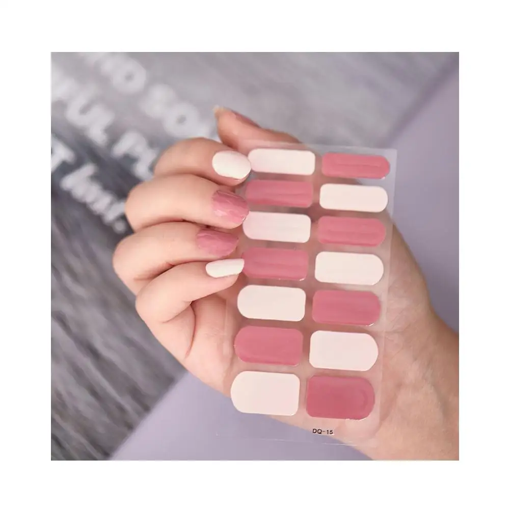 Semi Cured Gel Nail Patch For UV Lamp Cured Nail Gel Polish Strips Full Cover Nail Wraps Manicure Gel Polish Color Design I7F5