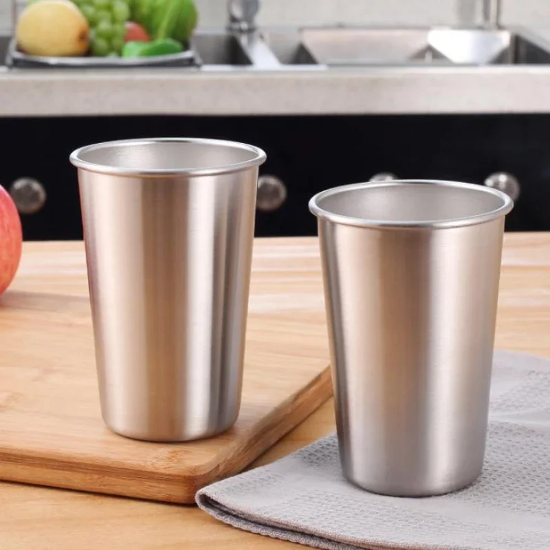 200pcs 500ml Stainless Steel Cups With Juice Beer Glass Portion Cups 16oz Tumbler Pint Metal Kitchen Bar Large Drinking Mug