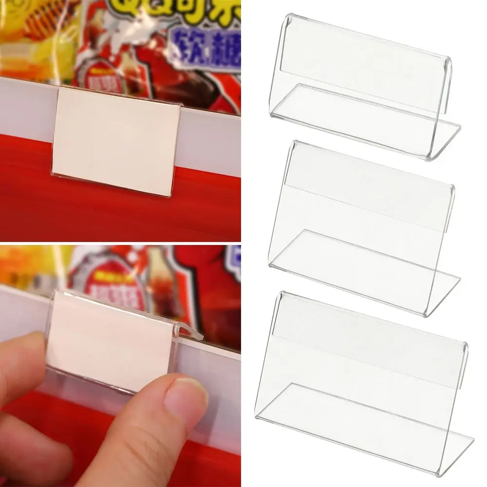 Clear Price Tag Clip Sign Card Holder Stands Poster Racks 10pcs Plastic Mini Label Racks Acrylic Card Display Holder