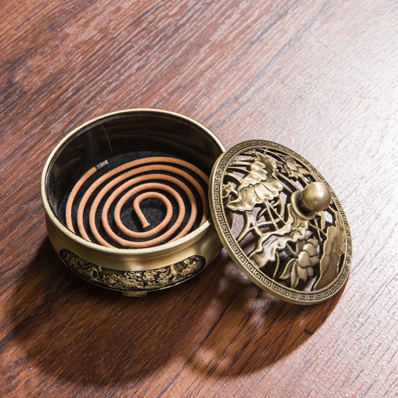 Pure Copper Antique Three-legged Aromatherapy Stove DIY Household Indoor Pan Incense Wire Incense Burner Tea Ceremony Decoration