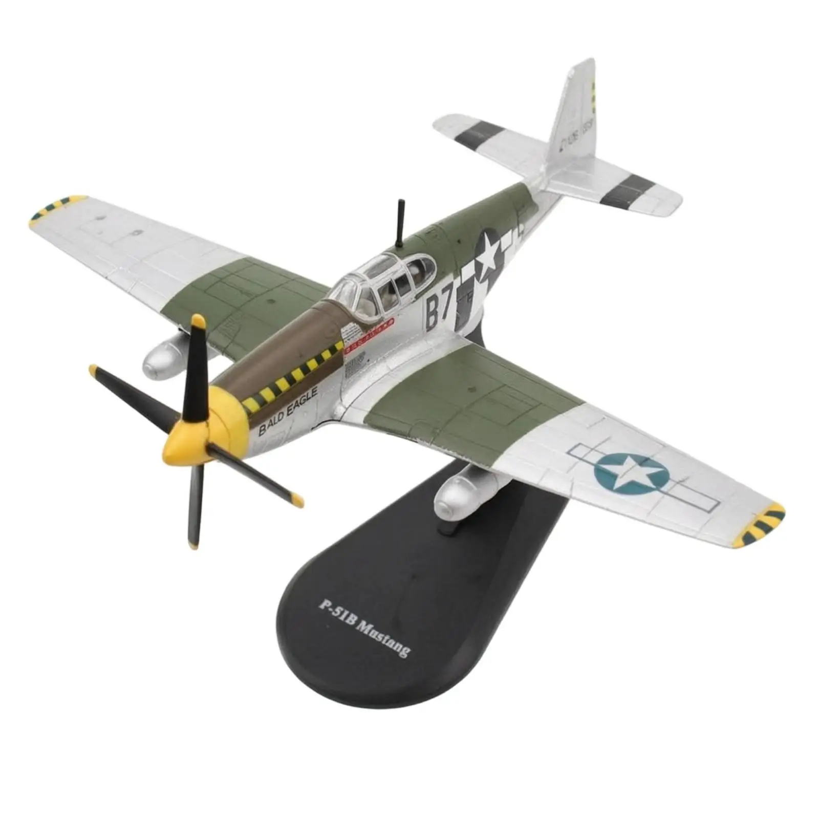 1 72 Scale Model Alloy Fighter Replica with Silver and Black Paint Scheme Display
