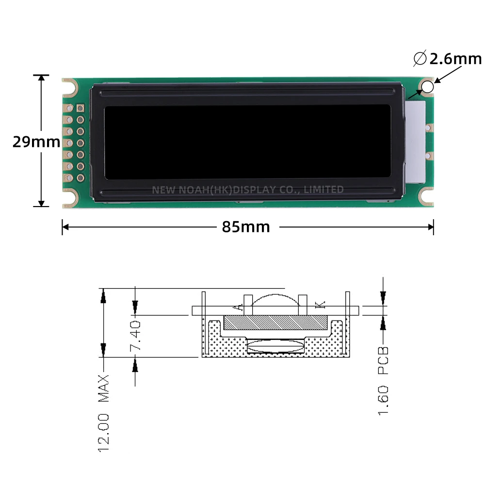 DFSTN فيلم أسود برتقالي 0801 شاشة عرض شخصية 0801 LCD 14 PIN ST7066U وحدة تحكم LCM وحدة عرض