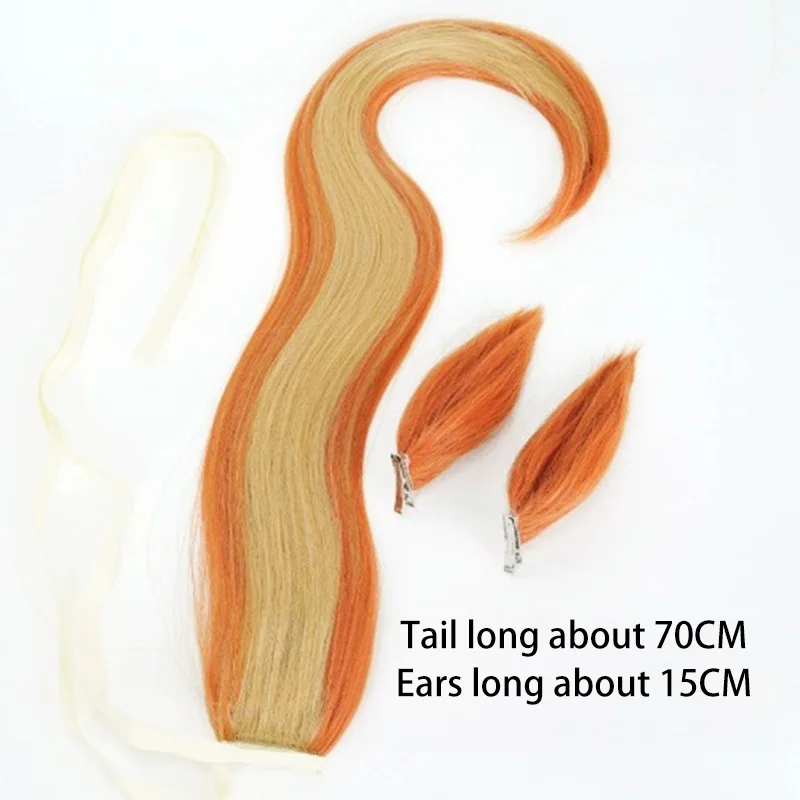 [Styled Wig]Orfevre Cosplay Wig Game Pretty Derby Women Long Orange White 90CM Hair And Ears Tail Heat Resistant Synthetic Wig view 5