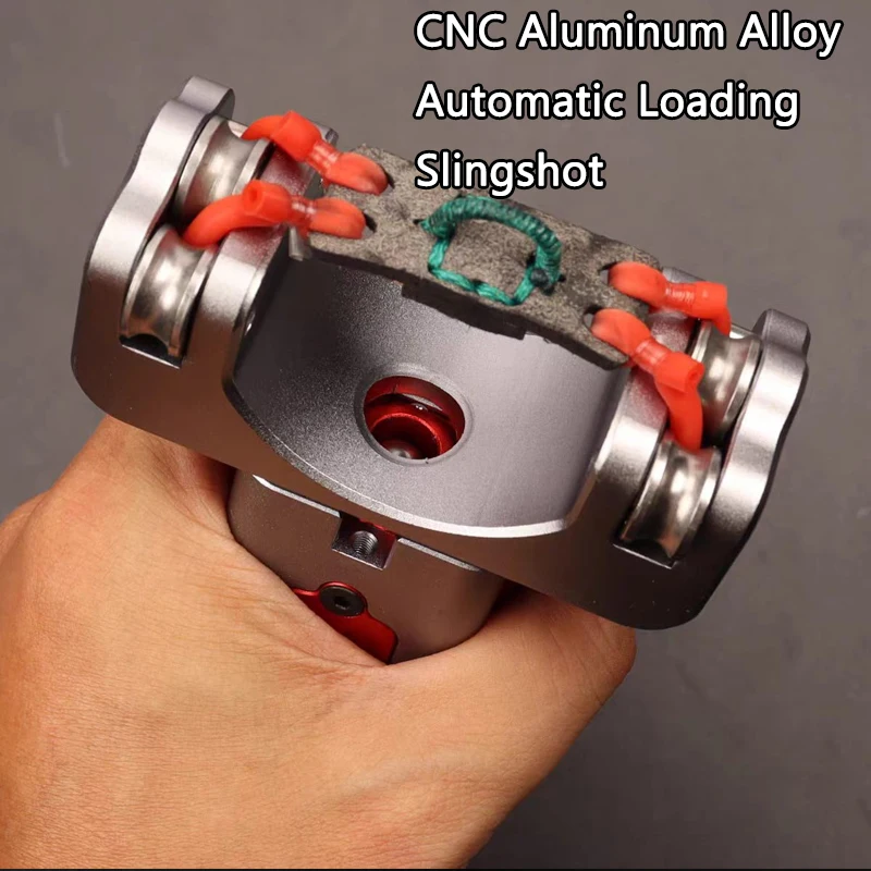 Outdoor Portable EDC Creative Aluminum Alloy Automatic Loading Rapid Fire Slingshot Camping Hiking Hunting Tool